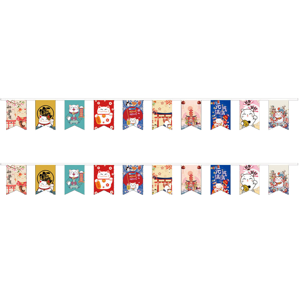 Japanese Style Lucky Cat Hanging String Flag Sushi Restaurant Bunting Banners Izakaya House Birthday Party Wedding Decoration