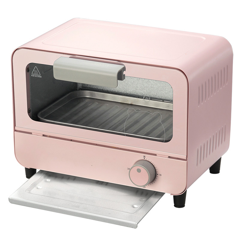 220V 6L 800w Pink Mini Electric oven Quartz glass heating tube Tempered glass Fully automatic 28x165x21cm