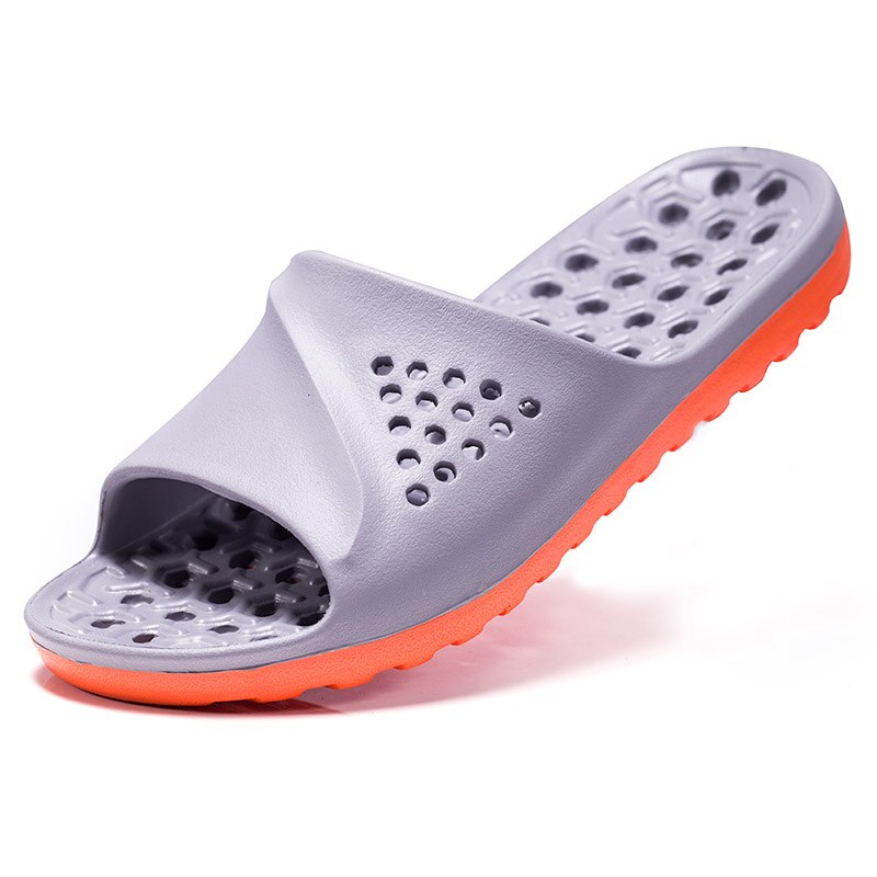 Mens Badslippers Casual Antislip Slides Zomer Massage Slippers Badkamer Strand Slipper Mode Zachte Zool Man Massage Sandalen: Gray Orange / 8(L)
