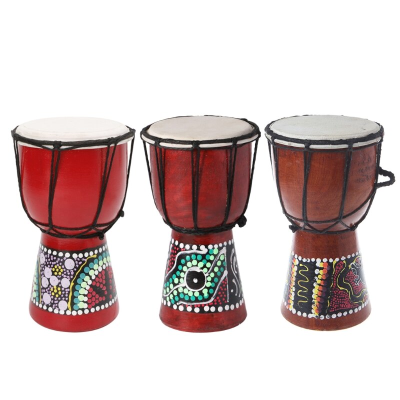 Tambor Djembe africano de 4 pulgadas, instrumento Musical de buen sonido de madera Bongo E56D
