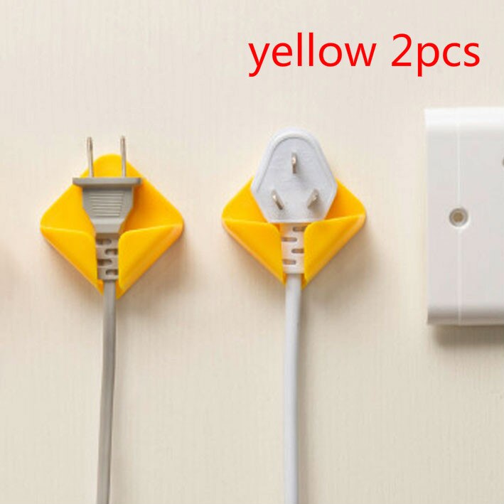 2Pcs Nail Free Storage Hooks Power Cord Storage Rack Wall Storage Hook Kitchen Plug Hook Adhesive Hooks Power Plug Hanger Holder: yellow 2Pcs