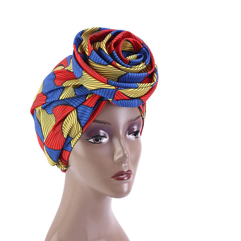 Bonnet Women African Floral Print Ankara Bonnet Hat Ladies Turban Big Flower Cap Head Scarf Beanies Wrap Indian: 02 Multi