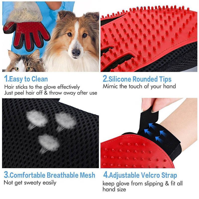 Nicrew Haustier Handschuh Für Katzen Hunde Haar Pinsel Handschuh Für Haustier Ebene Finger Reinigung Pflege Versorgung Haar Handschuhe Kamm Schlecht pinsel