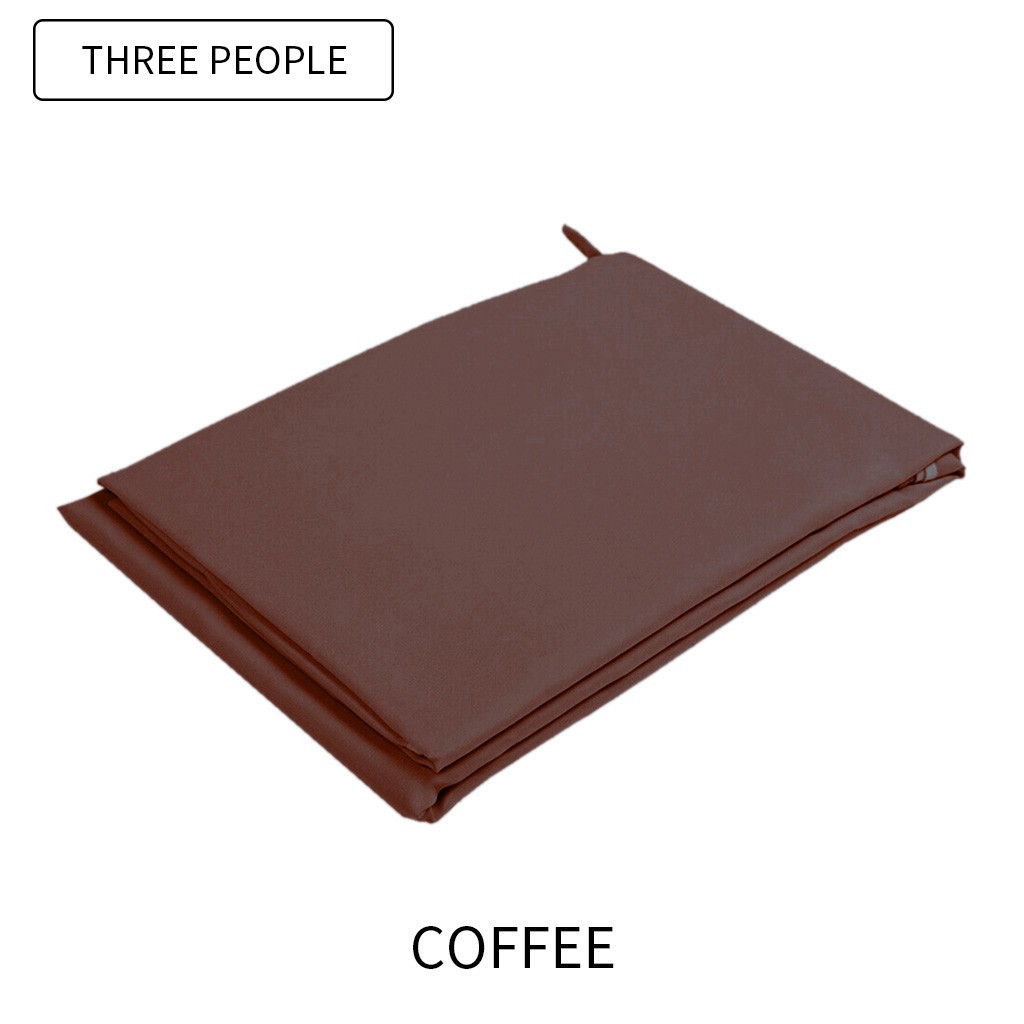 Tre personer utomhus trädgård swing täcka kapell ersättning skugga tyg skugga segel nät