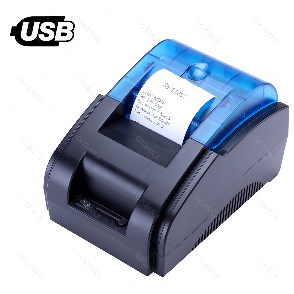 Machine d&#39;impression thermique de tickets de caisse, Bluetooth, commerciale, imprimante de reçus, avec rouleau de papier, USB, pour ordinateur, magasin, bureau: BL USB / Prise de l’UE
