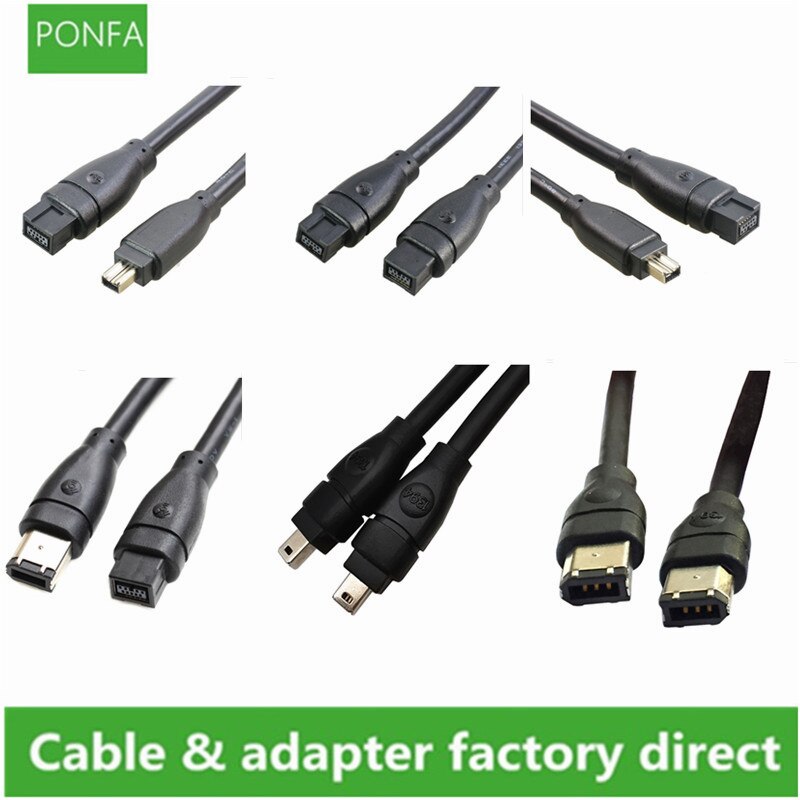 IEEE 1394 Firewire Cavo 9pin per 9pin e 9pin per 6pin e 9pin per 4pin e 6pin per 6pin & 4pin per 4pin iLink IEEE 1394 Cavo 1.8m