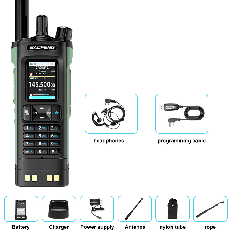 Neues BAOFENG UV-32 Walkie Talkie GPS 10W Bluetooth APP Programmierung Multi Band Wireless Kopierfrequenz Typ-C UV32 Ham 2-Wege-Radio: YELLOW / EURO