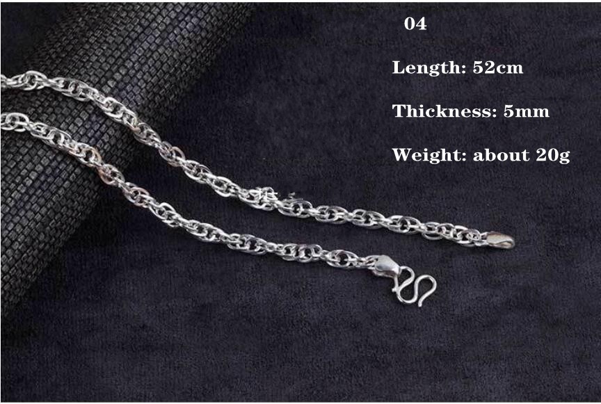 BOCAI Solide-collar de plata esterlina S999 para mujer, joyería sencilla de para mujer, cadena redonda de doble clavícula, artesanía de plata tailandesa para hombre: Albaricoque