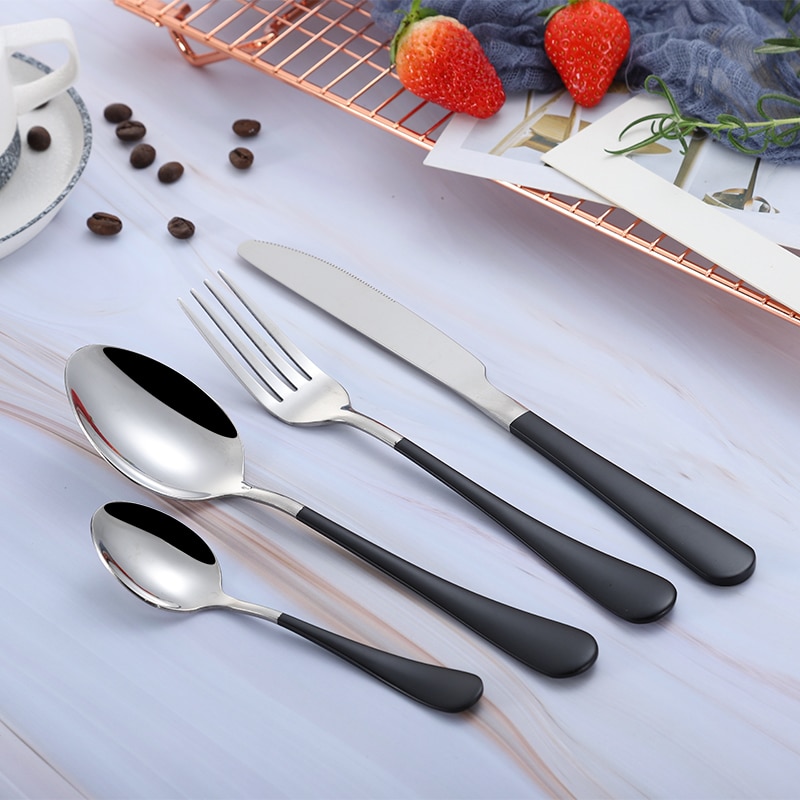 Spklifey servise gafler knive skeer bestik sæt gaffel rustfrit stål ske køkken bestik sort bestik sæt