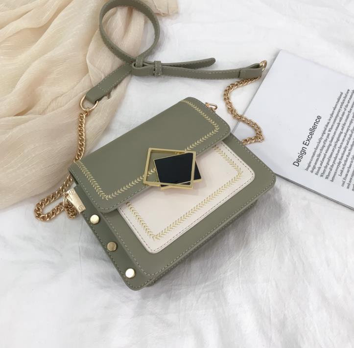 Moda feminina sacos de contraste cor couro do plutônio ombro mensageiro saco senhora crossbody mini bolsa feminina coroa sacos de noite sac um principal: green