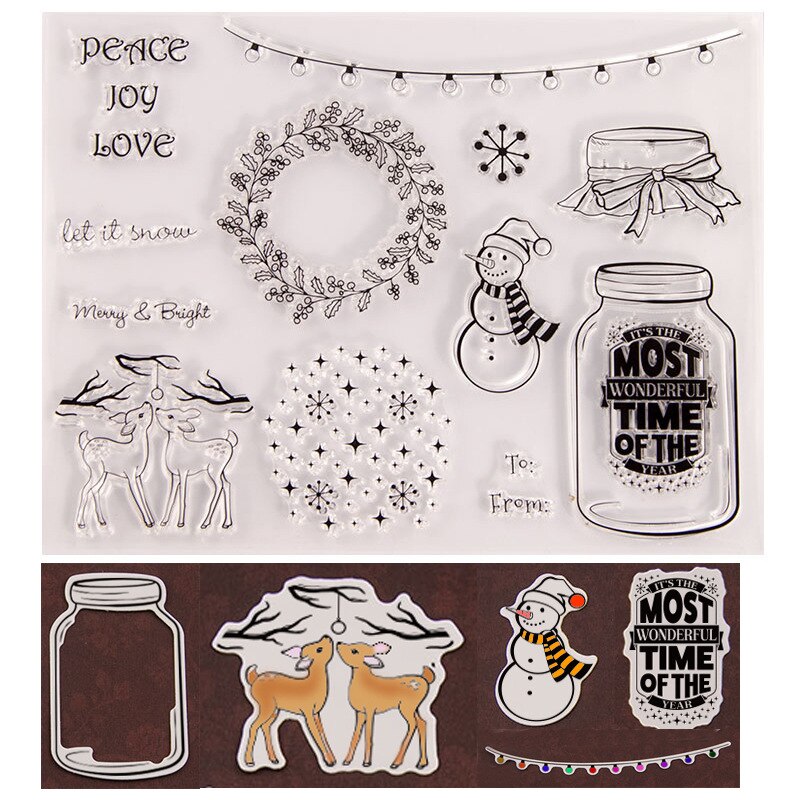 Julfrid glädje kärlek silikon klar genomskinlig stämpel och skärformar scrapbooking stämplar med dies
