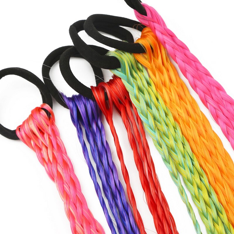 4cm arc-en-ciel élastique cheveux corde bandes de caoutchouc accessoires de cheveux pour les filles perruque queue de cheval cheveux anneau enfants torsion tresse corde cheveux outil