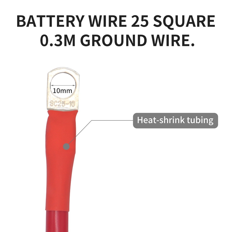 Cable de batería de 1 pie 4 AWG con terminales de anillo de 3/8 pulgadas Universal para coche, barco marino, ATV, cortacésped