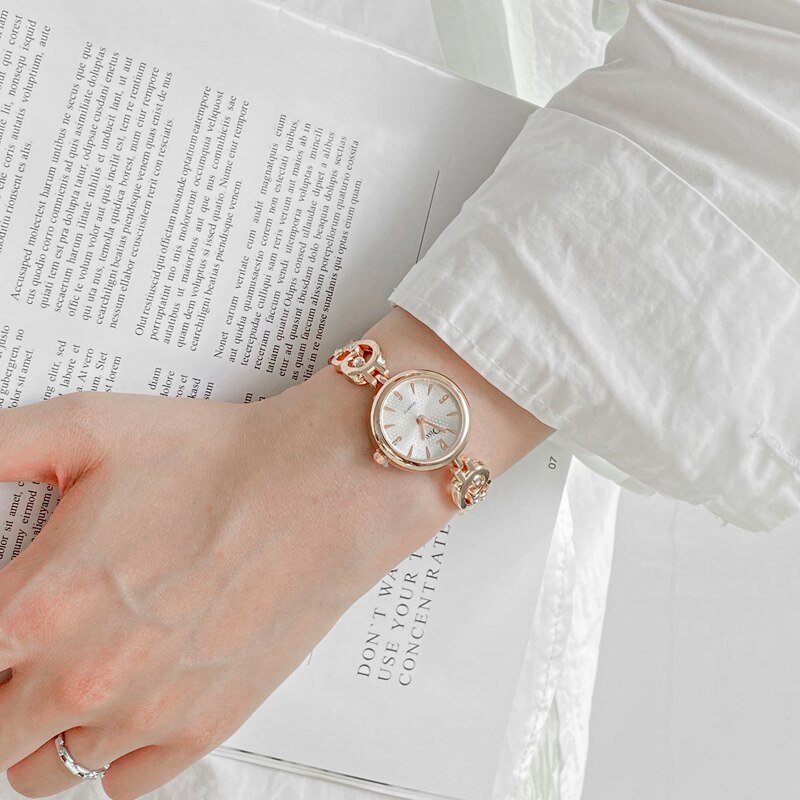 Luxe armbandhorloges voor dames, kleine wijzerplaat, roestvrij staal, quartzhorloge, casual dameshorloge, dameshorloge
