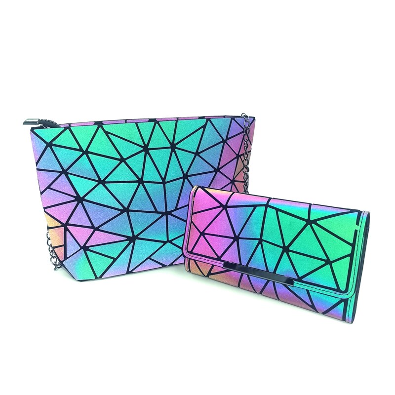 Pomysły na 2020 kobieta moda świetlny geometryczny plecak HOLOGRAM CROSSBODY torba zestaw BOSLA SAC A MAIN: Crossbody n folded
