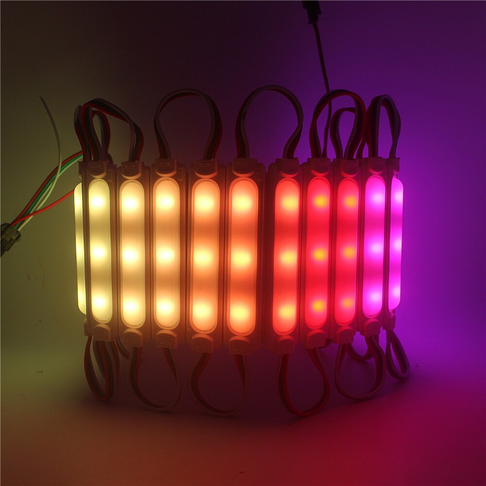 DC 12V Input WS2811 Pixel LED Module, 3pin JST 2811 IC Digital COB RGB Module Smart String Light IP68 Waterproof 20pcs/lot