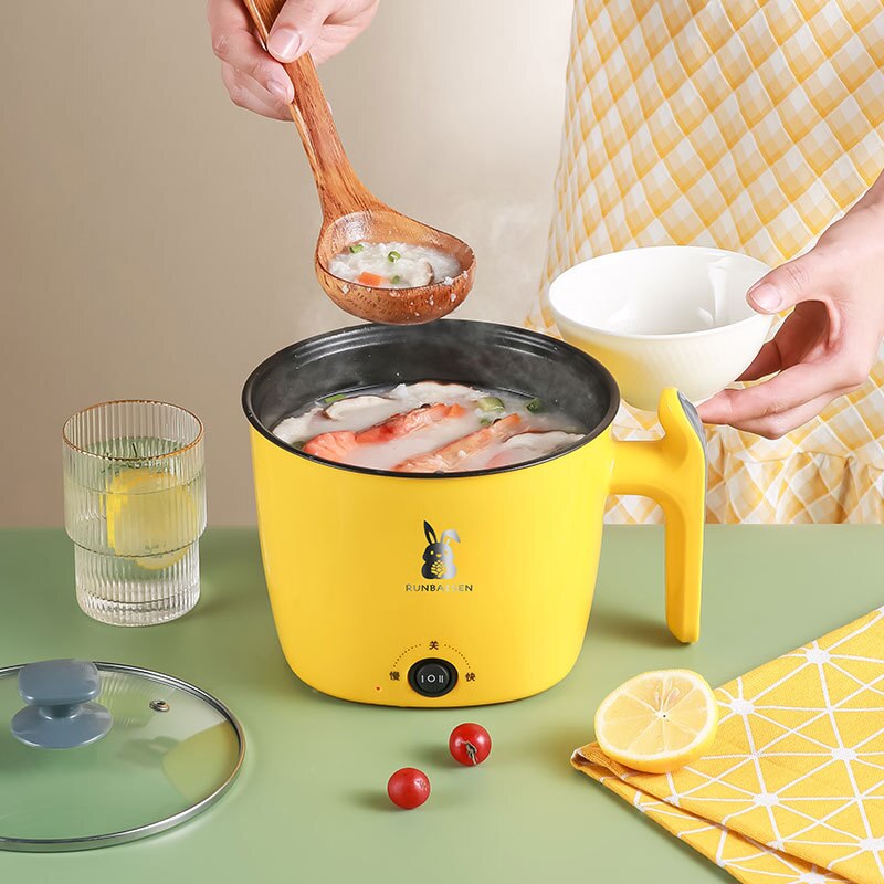 Electric Cooker 1.8L Electric Multicooker 220V Household Pot for 1-2 People Rice Cooker Single/Double Layer Non-stick Pan