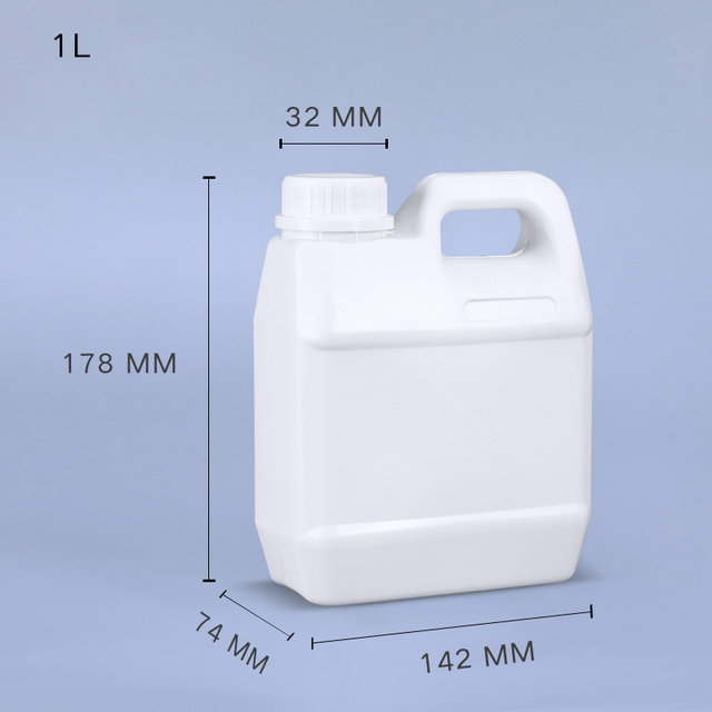 1000ML Plastic Jerry Can Square Storage Container HDPE liquid Refillable bottle Alcohol Disinfectant Container 1Pcs: 1L White