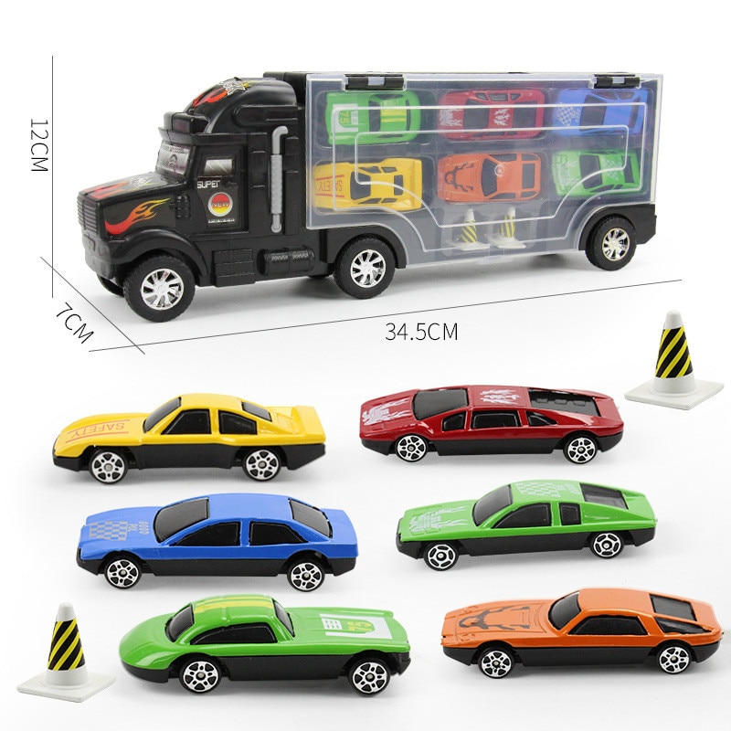 9 Stuks/set Van Draagbare Kinderen Mini Grote Vrachtwagen Speelgoed Niet Giftig Plastic Auto Model Speelgoed Container Truck Opslag winkelwagen Model Speelgoed