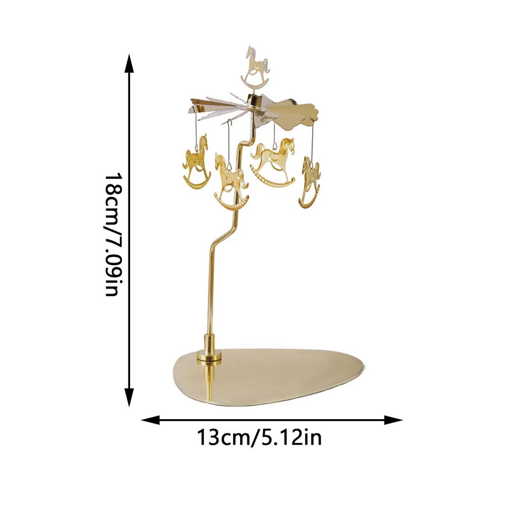 Candlestick Rotating Spin Carousel Tea Light Candle Holder Aromatherapy Wind Chime Candle Holder Aromatherapy Accessories: WHITE