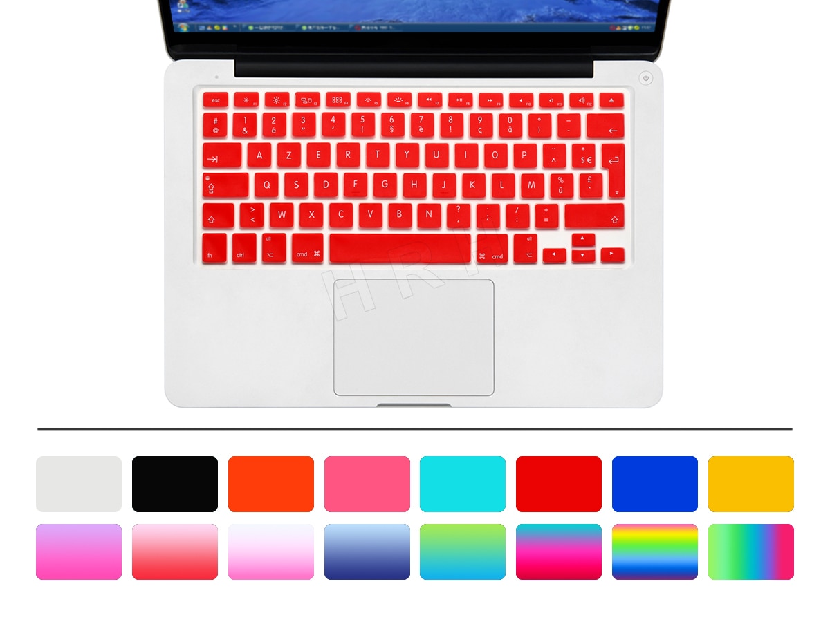 Rygou ranskalainen uk/eu clavier azerty silikoninäppäimistön kuori macbook prolle 13 " 15 " 17 " air 13 tuuman suojakalvo näppäimistölle