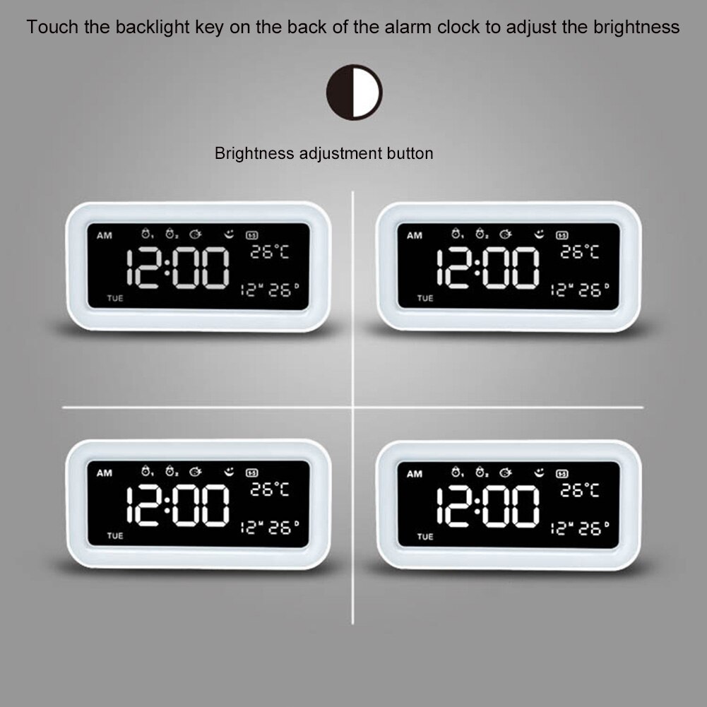 LED Digital Temperature Display Snooze Desktop USB Sunset Mode Table Alarm Clock Table Clock Bedroom Wake Up Clock Home Decor