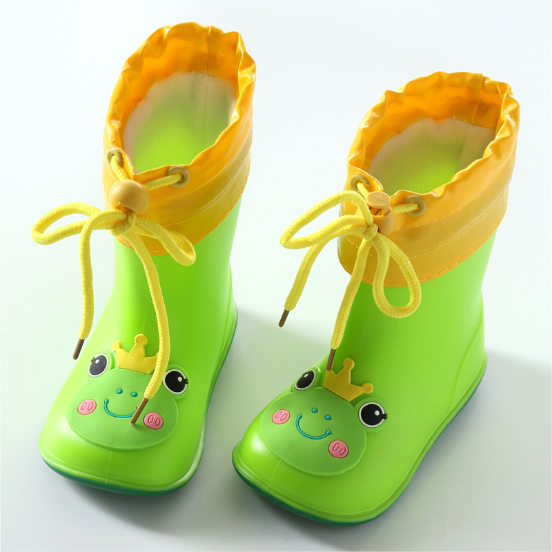 Kids for Boys Girls Cute Autumn winter Boots Rain Boots Waterproof Baby Non-slip Rubber Water Shoes Children Rainboots: SH027-Green / 10.5