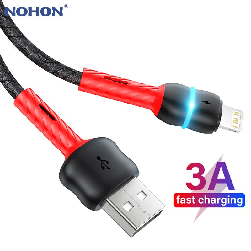 Lâmpada led 3a carga rápida cabo usb para iphone 11 12 13 pro max xs x xr 5 6 7 8 mais se 2 ipad fio de dados do telefone móvel carregador cabo