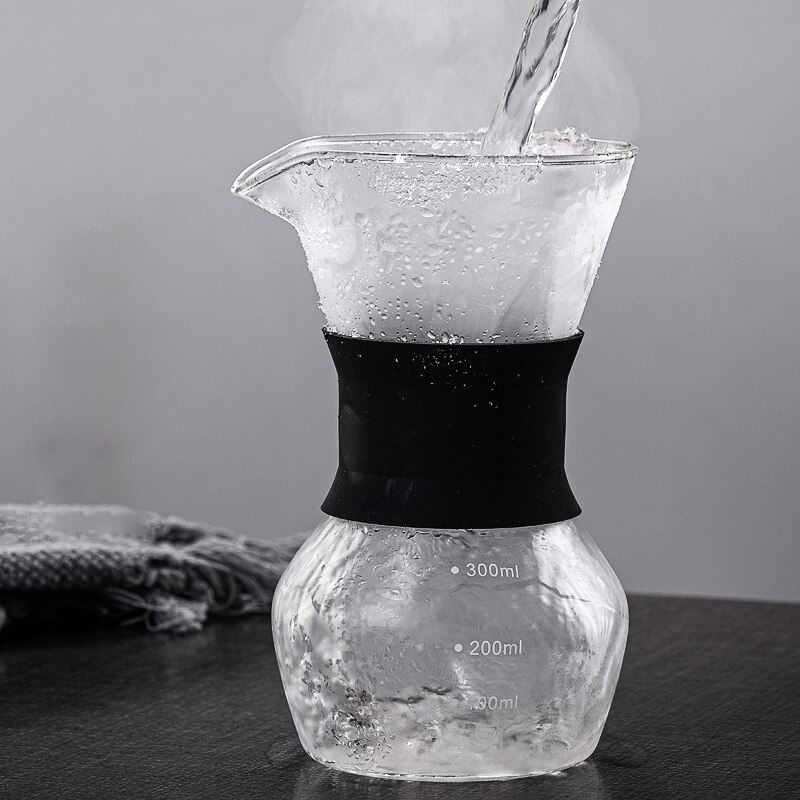 Glass Coffee Pot With Stainless Steel Filter High-Temperature Resistant Coffee Pot Espresso Coffee Machine Graduated Coffeeware