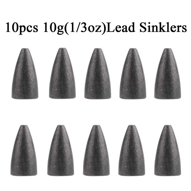 10 Stks/partij Kogel Lood Water Sinkers Wartels Vissen Lood Gewicht 3.5G/5G/7G/14G/20G Vissen Lood Hanger Accessoires: 10pcs 10g sinkers
