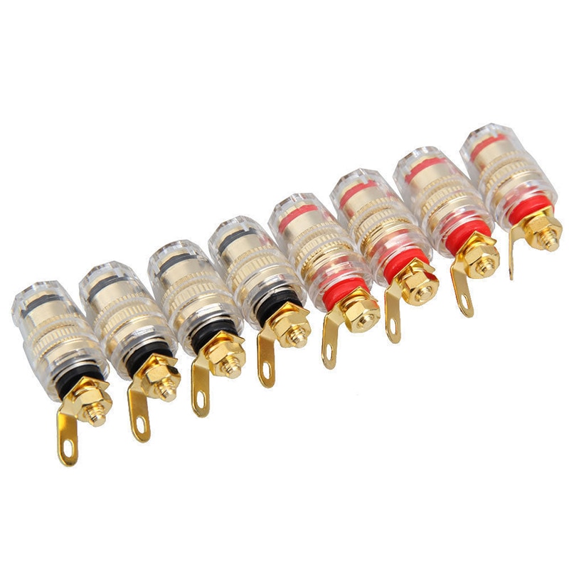8Pcs 4mm Amplifier Speaker Terminal Binding Post Banana Plug Jack: Default Title