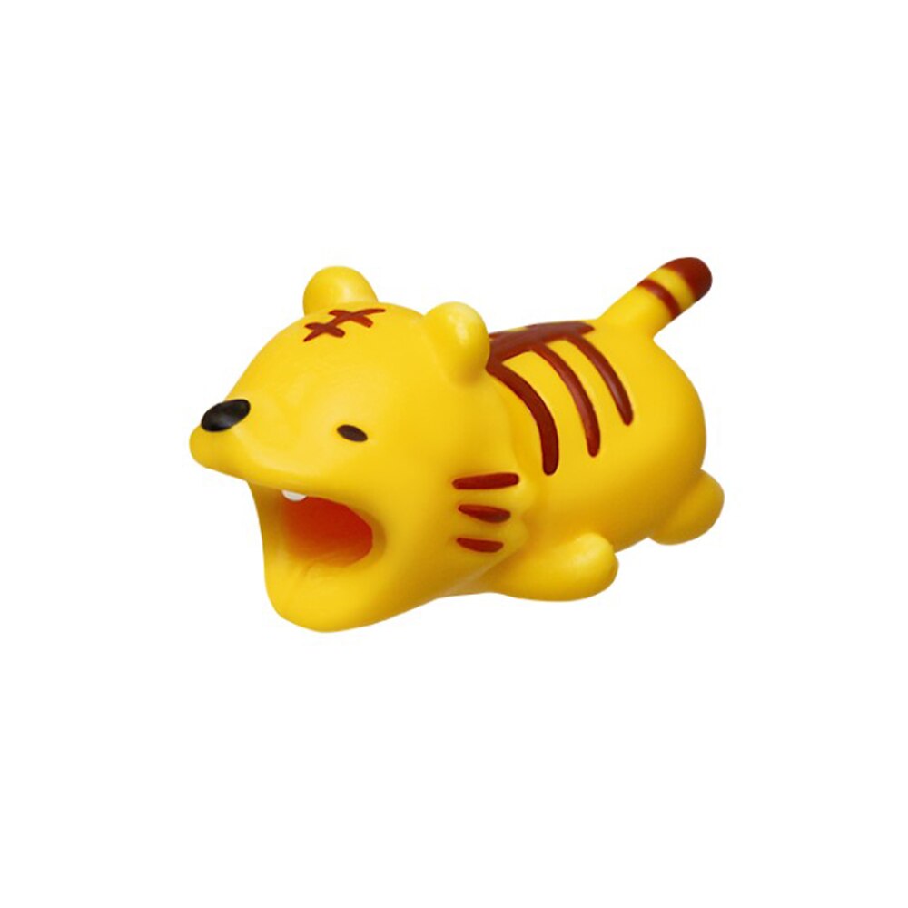 Cute Animal Bite USB Cable Protector Data Line Cord Protector Case Cable Winder Cover For iPhone X Android Charging Cable: Tiger