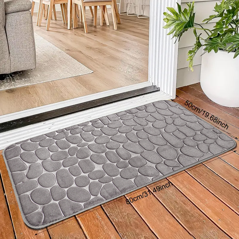 Large Bathroom Mat Soft Absorbent Pebble Foot Mat Anti Slip Bath Mat Bedroom Balcony Carpet Entrance Floor Mat Long Kitchen Mat