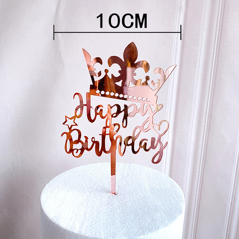 Outils de décoration de gâteaux de fête d'anniversaire en or Rose, décoration de gâteau en acrylique pour fille et garçon, accessoires de Dessert pour réception pour bébé: Rouge