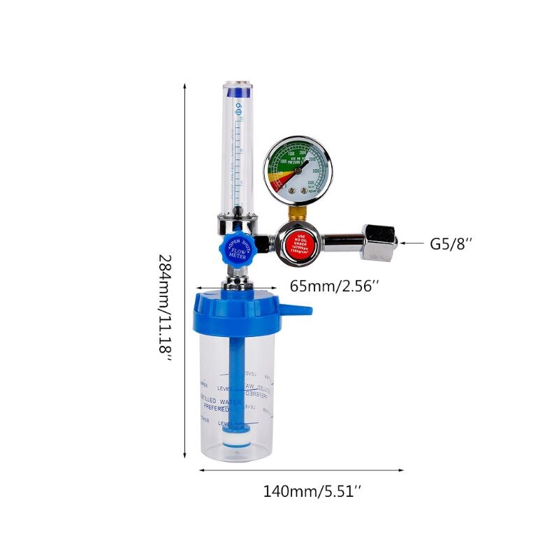 Oxygen Pressure Regulator G5/8" O2 Pressure Reducer Gauge Meter Flow Gauge Gas Regulator G5/8