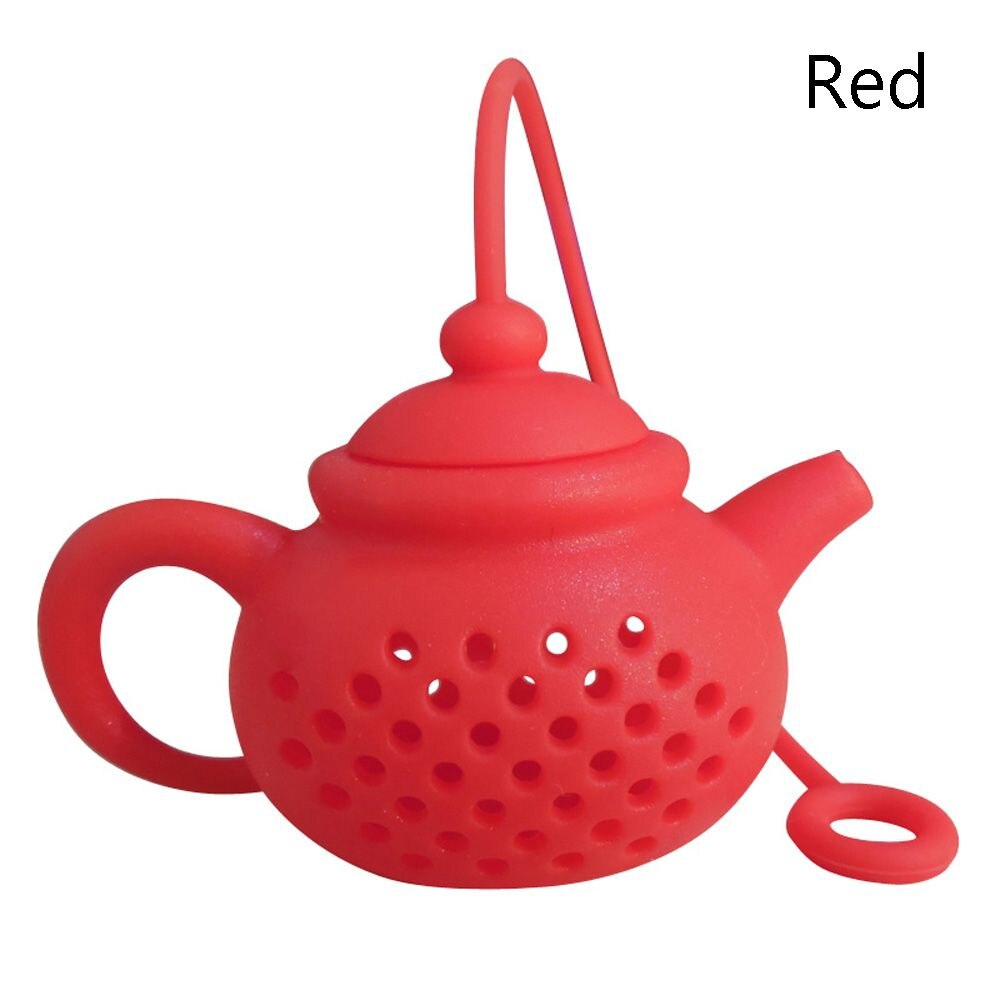 Teapot/Fish/Poop Shaped Tea Infuser Strainer Silicone Tea Bag Leaf Filter Diffuser Kitchen Gadget Teaware Accessories: red