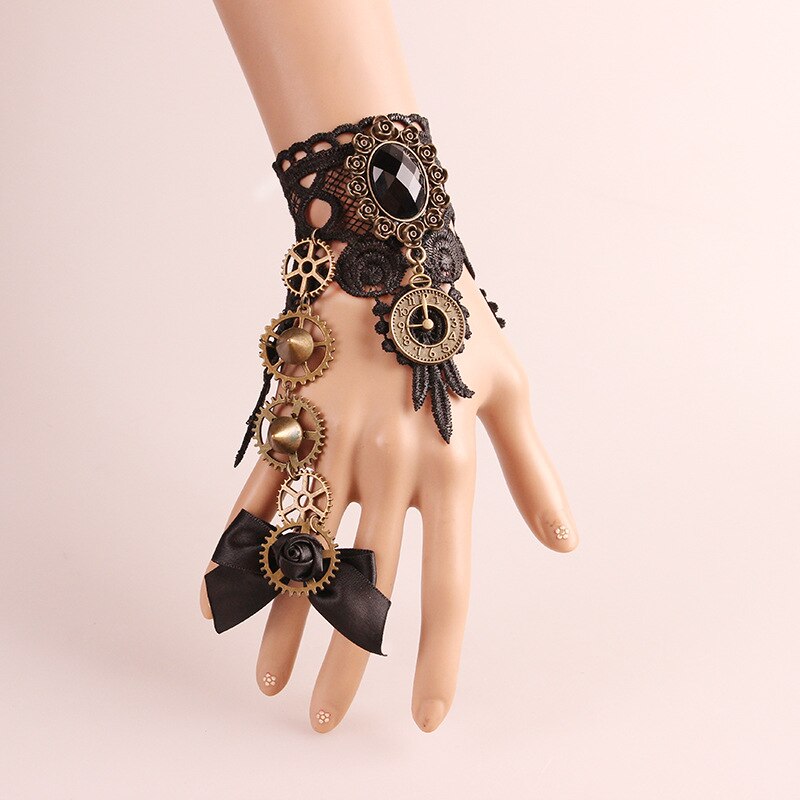 Frauen Jahrgang Steampunk Handschuhe Handgelenk Manschette Getriebe Mädchen Viktorianischen Armbänder Kostüm EIN Armbinde Schmuck Zubehör Spitze Handwear: 2