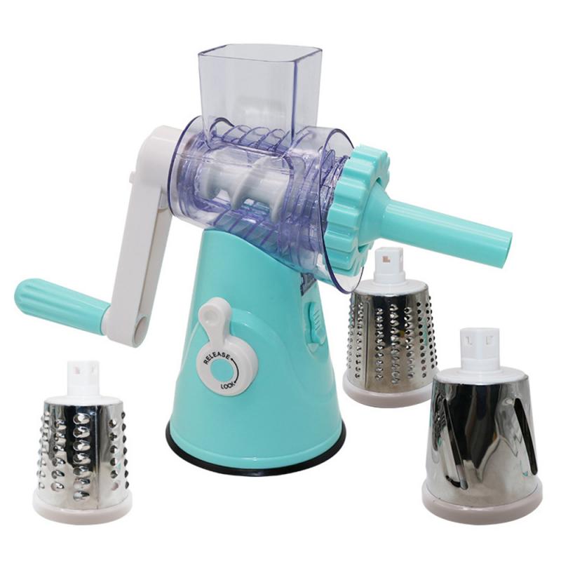 1pc Multifunction Food Slicer Manual Safety Food Processor Vegetable Potato Roller Cutter Chopper Stainless Steel Blades Kitchen: blue