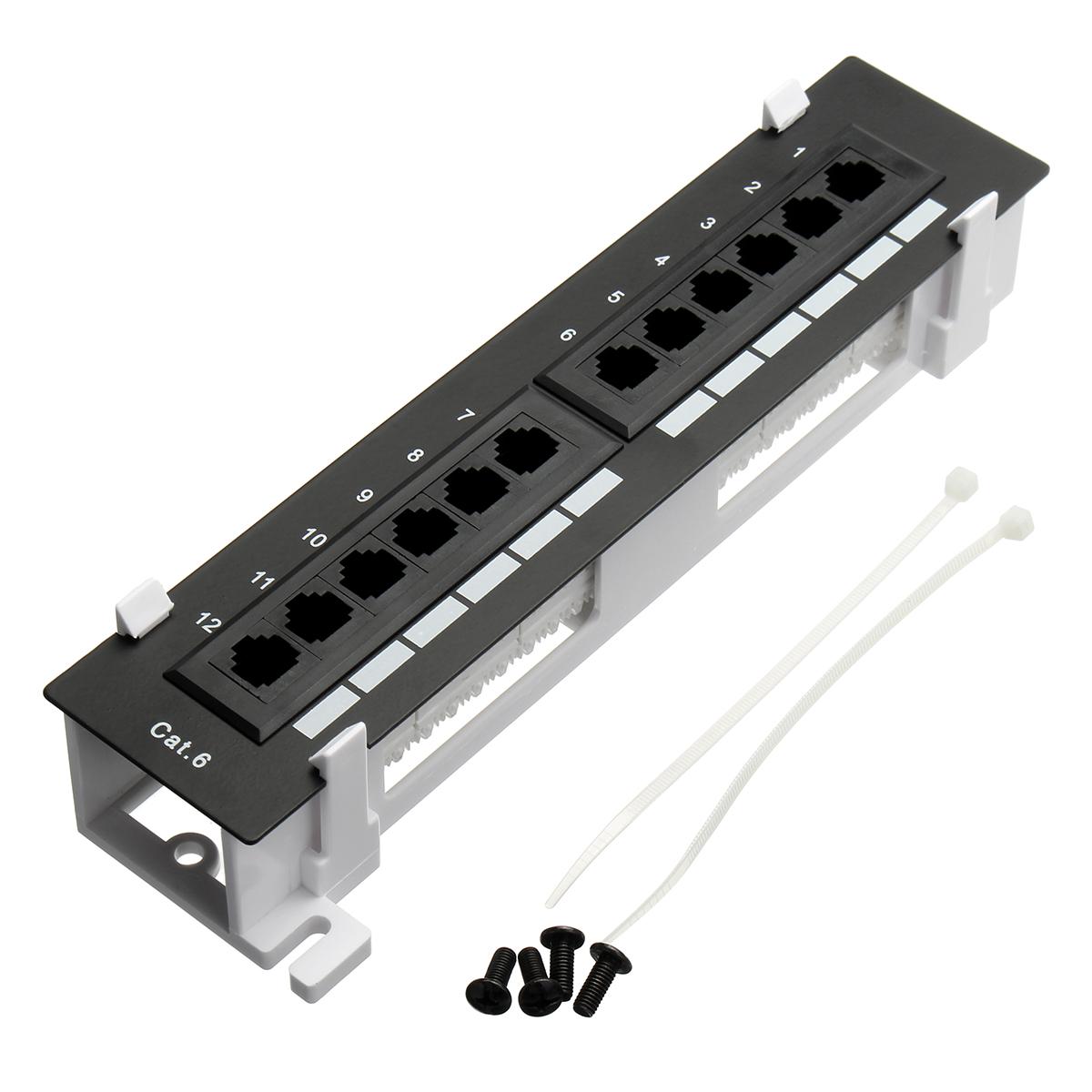 Network Tool Kit 12 Port CAT6 Patch Panel RJ45 Networking Wall Mount Rack with Surface Wall Mount Bracket