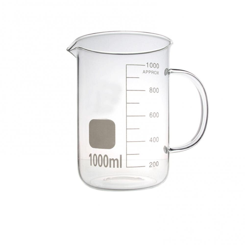 Gobelet de mesure en verre Borosilicate Transparent, nouvelle capacité 50ml-250ml, verre de mesure de forme basse, laboratoire de chimie,: 1000ml