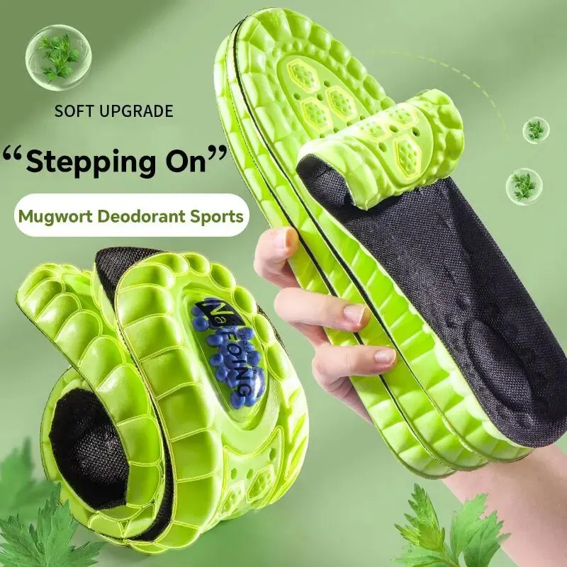 1Pair Sport Orthopedic Insoles for Shoes PU Air Cushion Sole Soft Shock Absorption Deodorant Breathable Running Insoles