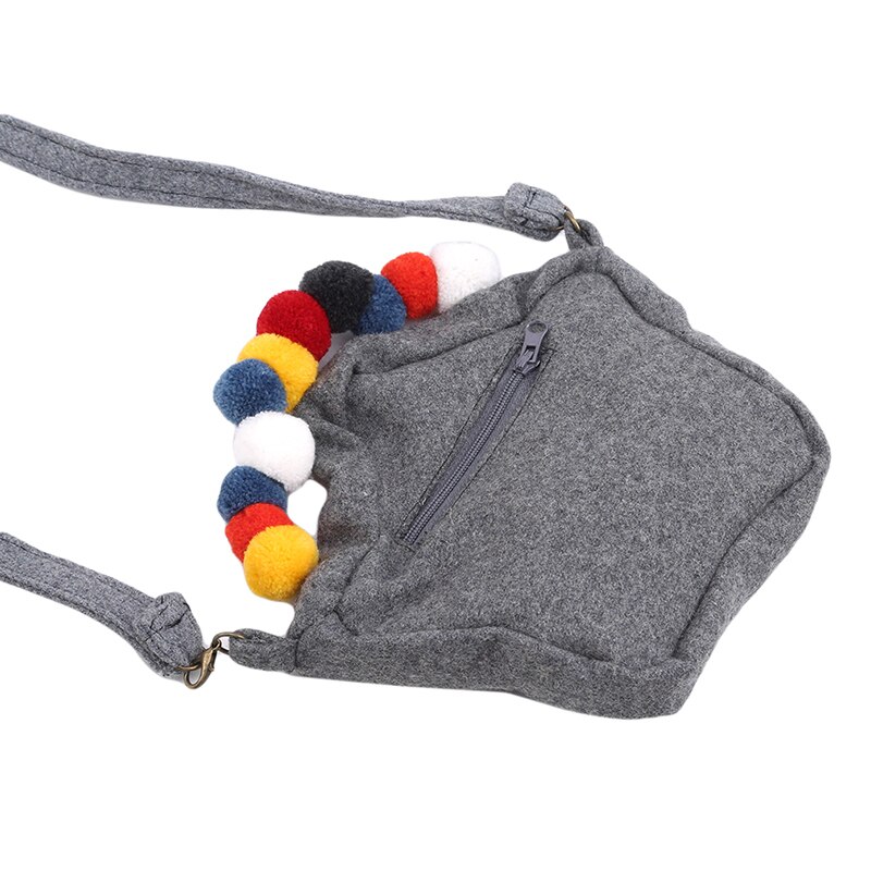 Girl Coin Purses Gray Cloth Small Bag Fashionable Delicate Shoulder Zipper Bag For Children Girls