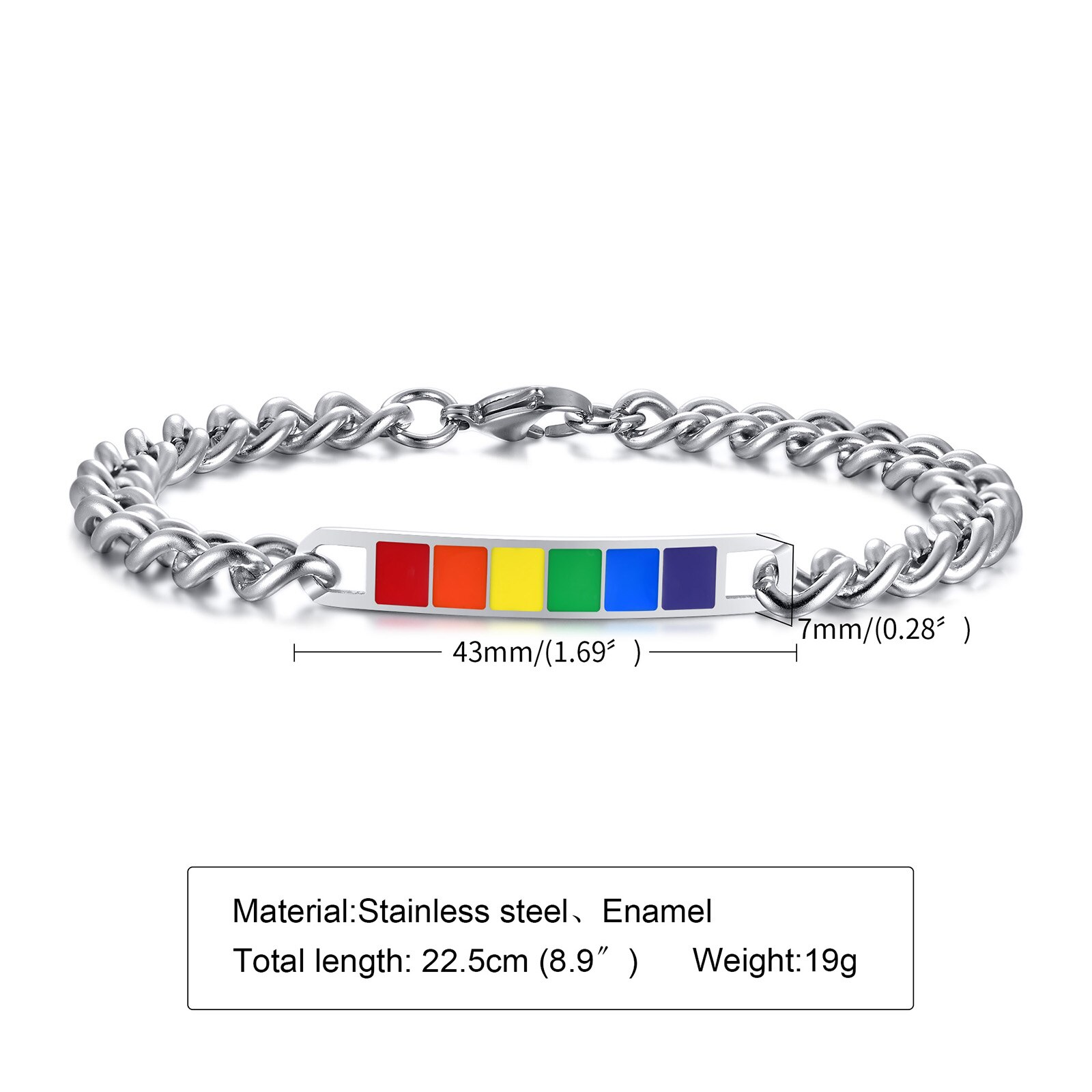 Edelstahl Stolz Regenbogen LGBT Armbinde, Lesben Homosexuell Emaille Armbinde für Frauen Männer unisex: Pro Männer