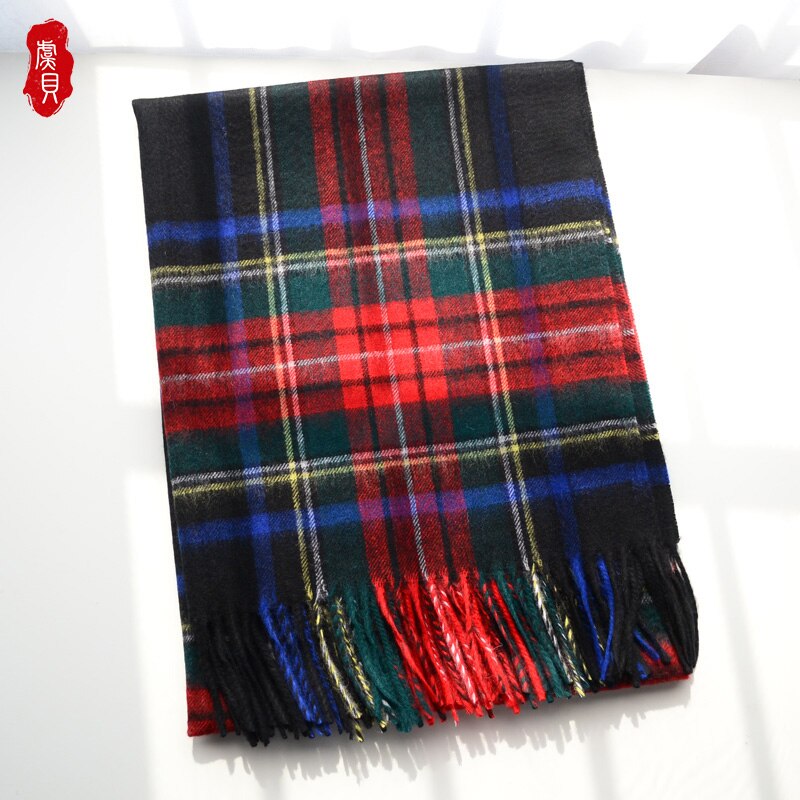 Brytyjski czarny pled szalik wełniany kobiety zimowe ciepłe rozszerzone frędzle moda szale szal mężczyźni długi szal paszmina chustka Christmas prezent