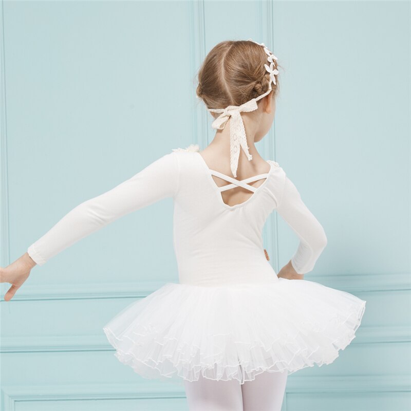 Gekämmte Baumwolle Ballett Kleid Ballettröckchen Ballett Danse für Mädchen freundlicher freundlicher Lange Ärmel Tüll tanzen