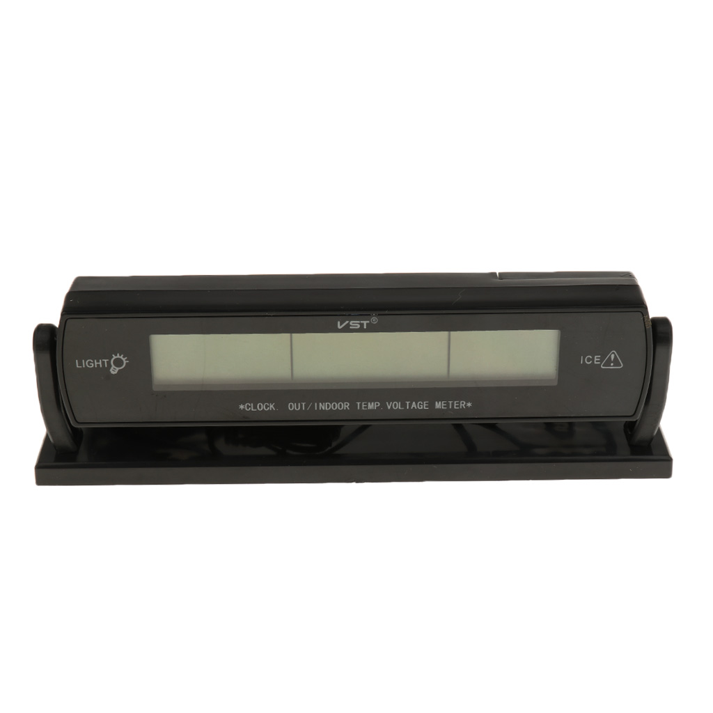 Car Voltage Monitor Meter Temperature Thermometer Battery Alarm Clock Display