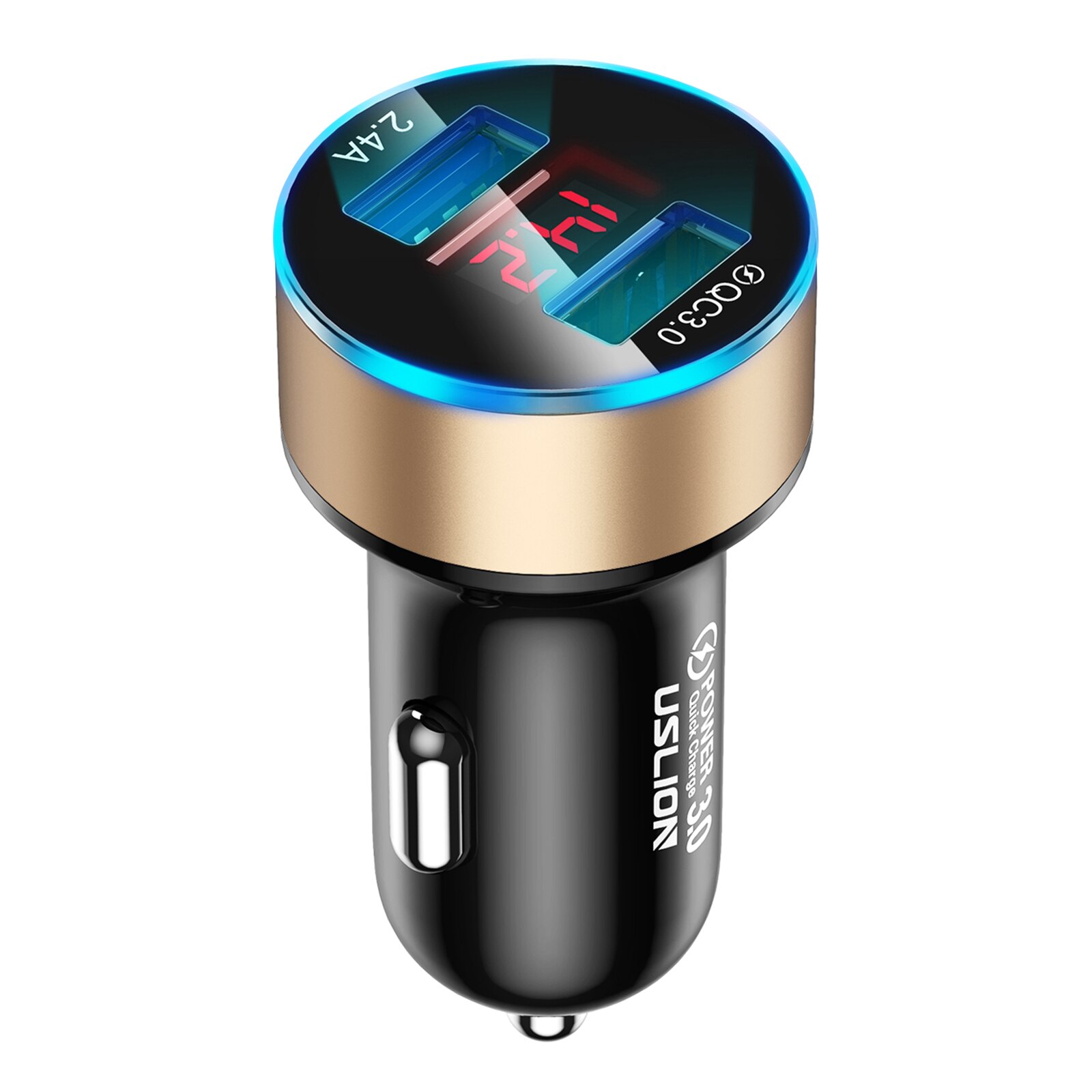 Bil trådløs ladestander hurtig opladning 3a mini bærbare dual usb telefon biloplader adapter hurtig opladning: Gylden