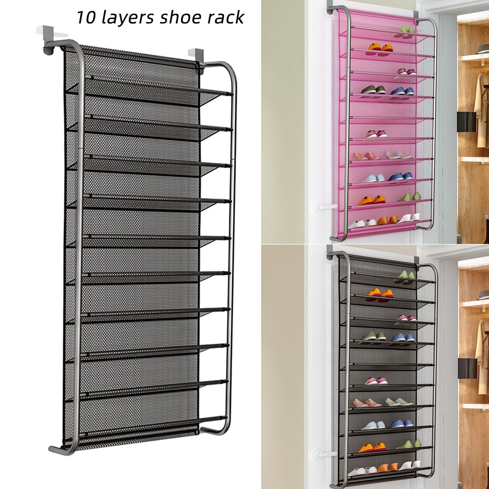 36 Pair Over Door Hanging Shoe Rack 10 Tier Shoes Organizer Wall Mounted Shoe Hanging Shelf For Home Dormitory Shoes