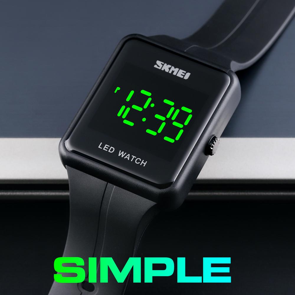 Skmei led digitaal herenhorloge grote wijzerplaat simply sport heren pu polshorloge datum waterdicht vierkant elektronisch horloge dames heren 1541