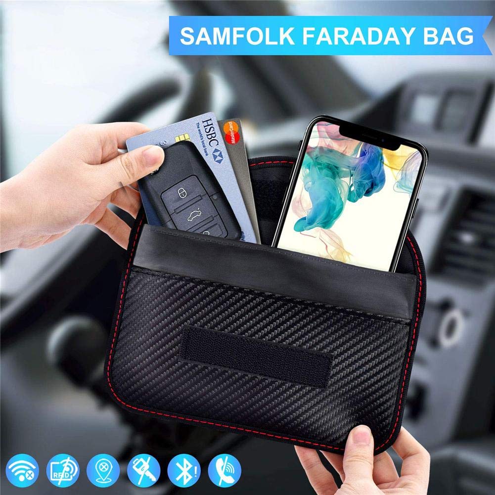 Neue Kohlenstoff Faser Geschäft luxus Brieftasche Telefon fallen Signal Blockierung Faraday Schild KäFeige Beutel Privatsphäbetreffend Schutz Auto Schlüssel Tasche